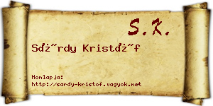 Sárdy Kristóf névjegykártya